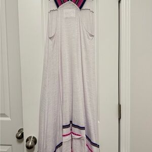Pitusa White Maxi Dress with Pink and Blue Accents